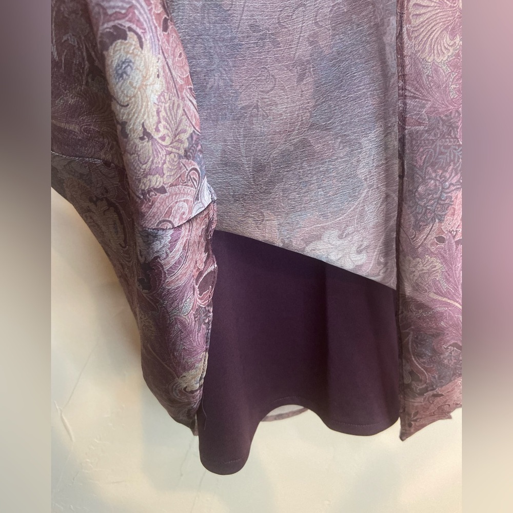 R&M Richards~Floral Sheer Layered Dress~Short Bell Sleeve~Vintage~Lined~Size 10P - Picture 8 of 11